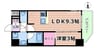コンフォリア・リヴ新梅田 1LDKの間取り