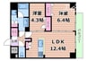 アーバネックス天満橋South 2LDKの間取り