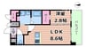 プレサンス東小橋エレディータ 1LDKの間取り