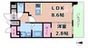 プレサンス東小橋エレディータ 1LDKの間取り