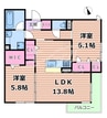 メゾン・ド・プレール 2LDKの間取り