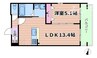 オーベル今里south 1LDKの間取り