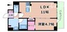 セントリヴィエ大阪梅田 1LDKの間取り