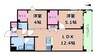 セントリヴィエ大阪梅田 2LDKの間取り