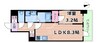 Alivis緑橋 1LDKの間取り