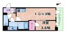 Alivis緑橋 1LDKの間取り