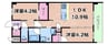スプランディッド城東関目 2LDKの間取り
