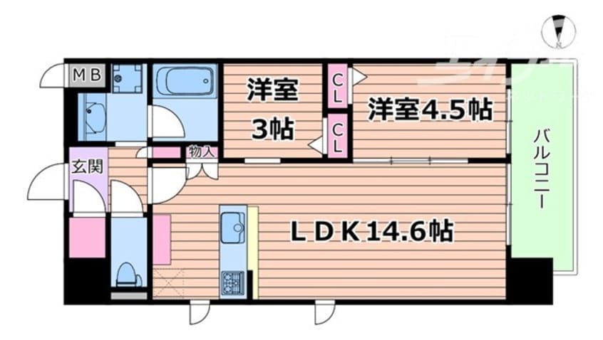 間取図 スプランディッド本町東DUE