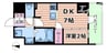 バウスフラッツ新大阪 1DKの間取り