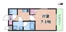グランエクラ加島II 1Kの間取り