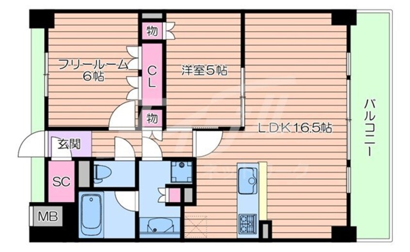 間取図 クレヴィア大阪同心ウエスト