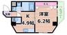 メゾンドアヴェルⅢ 1Kの間取り