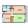 近鉄南大阪線/高田市駅 徒歩15分 2階 築32年 2DKの間取り