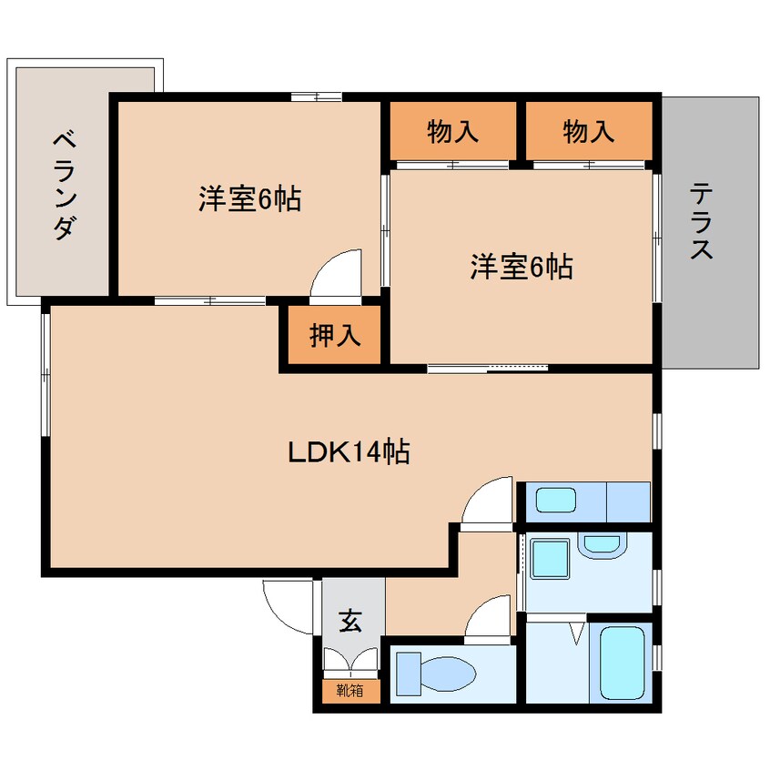 間取図 近鉄大阪線（近畿）/大和高田駅 徒歩15分 1階 築28年