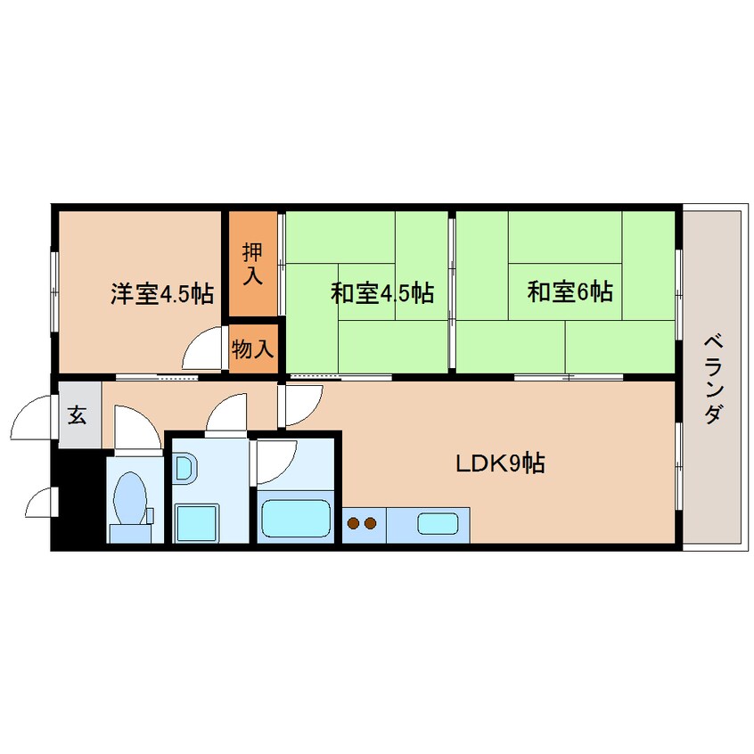 間取図 近鉄南大阪線/高田市駅 徒歩4分 2階 築35年