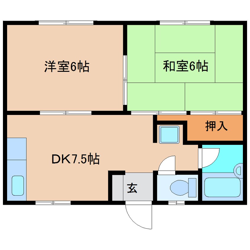 間取図 近鉄南大阪線/浮孔駅 徒歩10分 2階 築37年