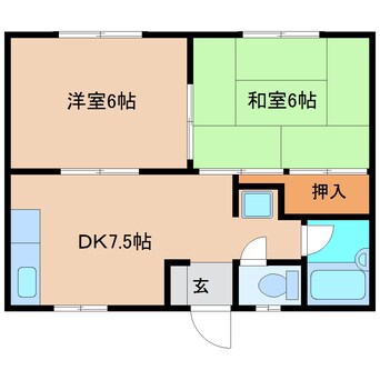 間取図 近鉄南大阪線/浮孔駅 徒歩10分 2階 築37年