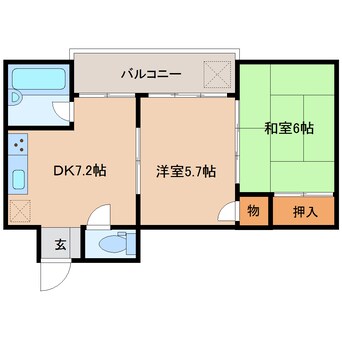 間取図 近鉄南大阪線/高田市駅 徒歩3分 3階 築36年