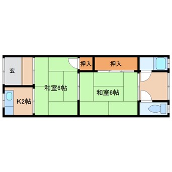 間取図 近鉄南大阪線/尺土駅 徒歩7分 2階 築45年