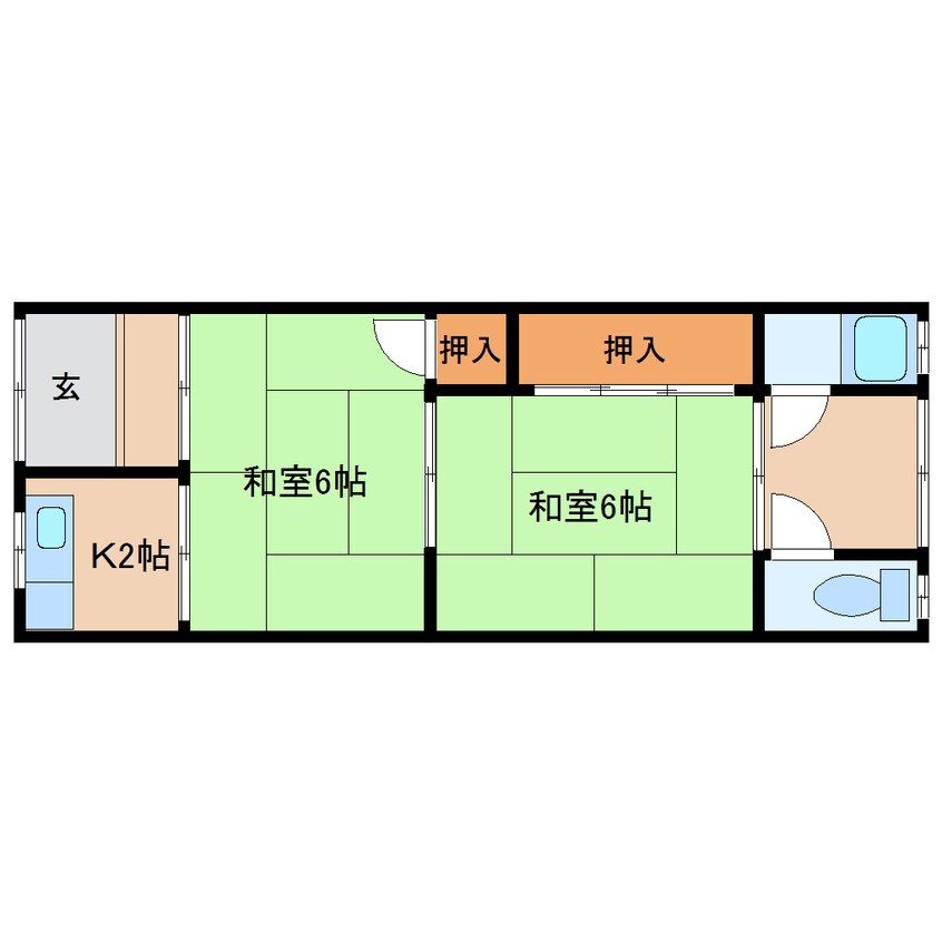 間取図 近鉄南大阪線/尺土駅 徒歩7分 2階 築45年