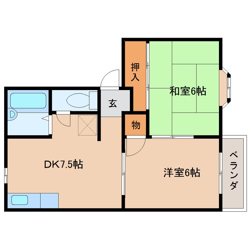 間取図 和歌山線/五条駅 徒歩9分 2階 築30年