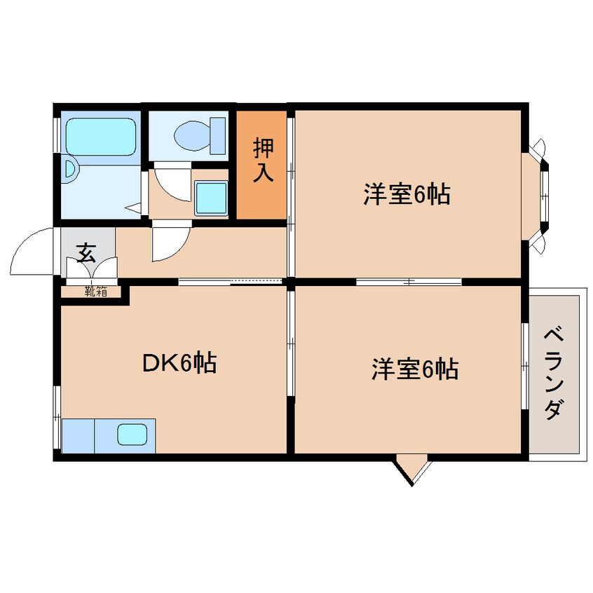 間取図 和歌山線/大和二見駅 徒歩3分 2階 築31年