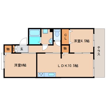 間取図 近鉄御所線/近鉄新庄駅 徒歩6分 1階 築35年