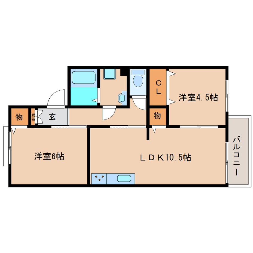 間取図 近鉄御所線/近鉄新庄駅 徒歩6分 2階 築35年