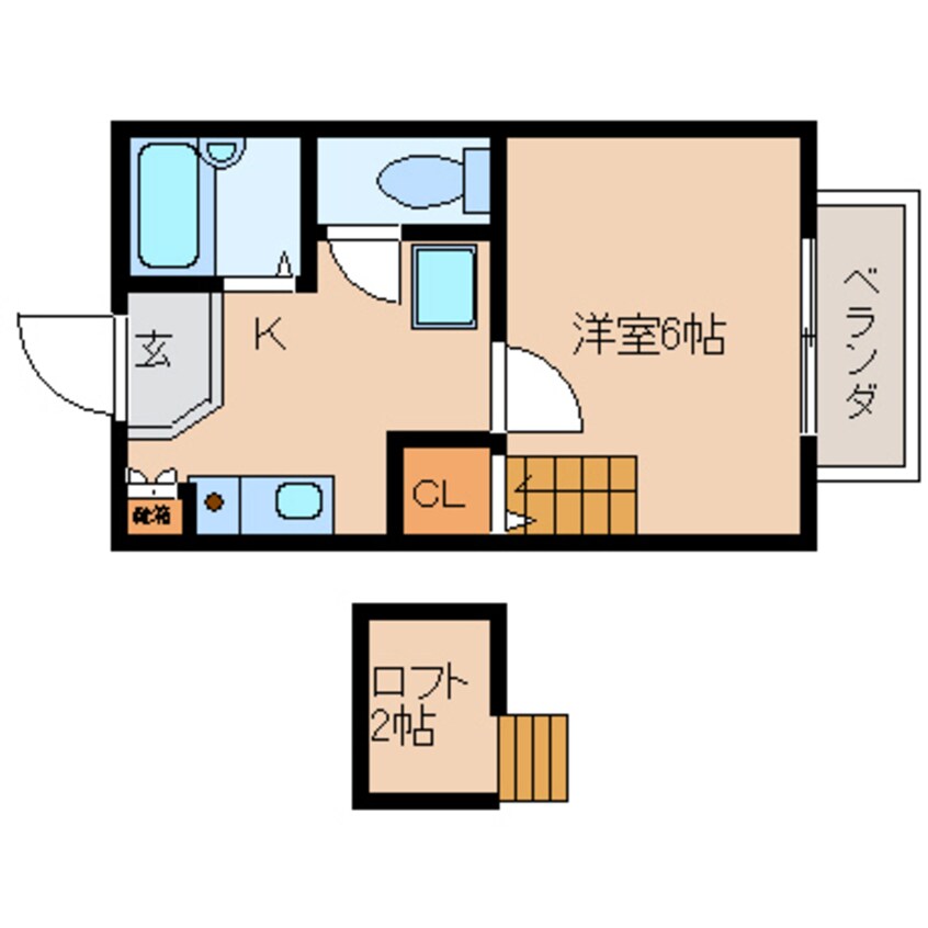 間取図 近鉄南大阪線/高田市駅 徒歩3分 2階 築24年