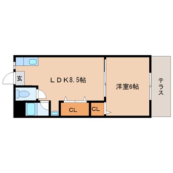 間取図 近鉄南大阪線/浮孔駅 徒歩13分 1階 築47年