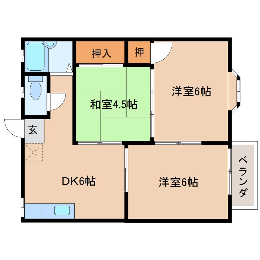 間取図 近鉄御所線/近鉄新庄駅 徒歩8分 2階 築35年