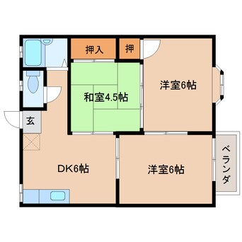 間取図 近鉄御所線/近鉄新庄駅 徒歩8分 2階 築35年