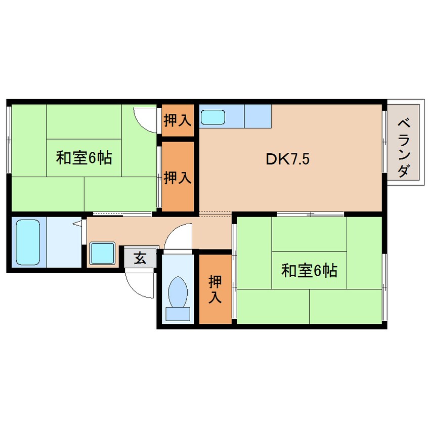 間取図 近鉄御所線/忍海駅 徒歩10分 2階 築36年