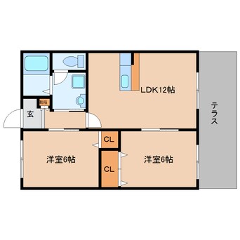 間取図 近鉄大阪線（近畿）/築山駅 徒歩3分 1階 築32年