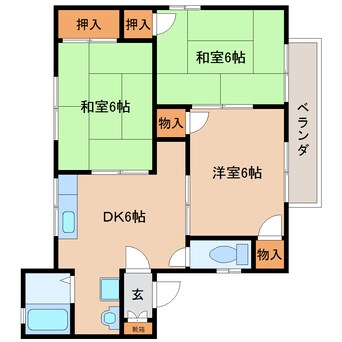 間取図 近鉄大阪線（近畿）/築山駅 徒歩15分 1階 築33年