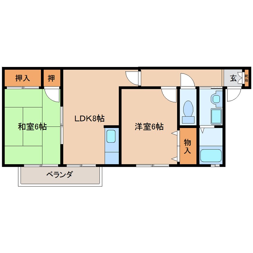 間取図 近鉄南大阪線/高田市駅 徒歩12分 2階 築24年