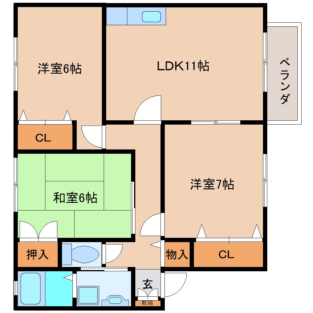 間取り図 近鉄大阪線（近畿）/築山駅 徒歩6分 1階 築25年