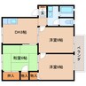 近鉄大阪線（近畿）/大和高田駅 徒歩12分 2階 築30年 3DKの間取り