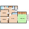 近鉄御所線/近鉄御所駅 徒歩8分 2階 築25年 3DKの間取り