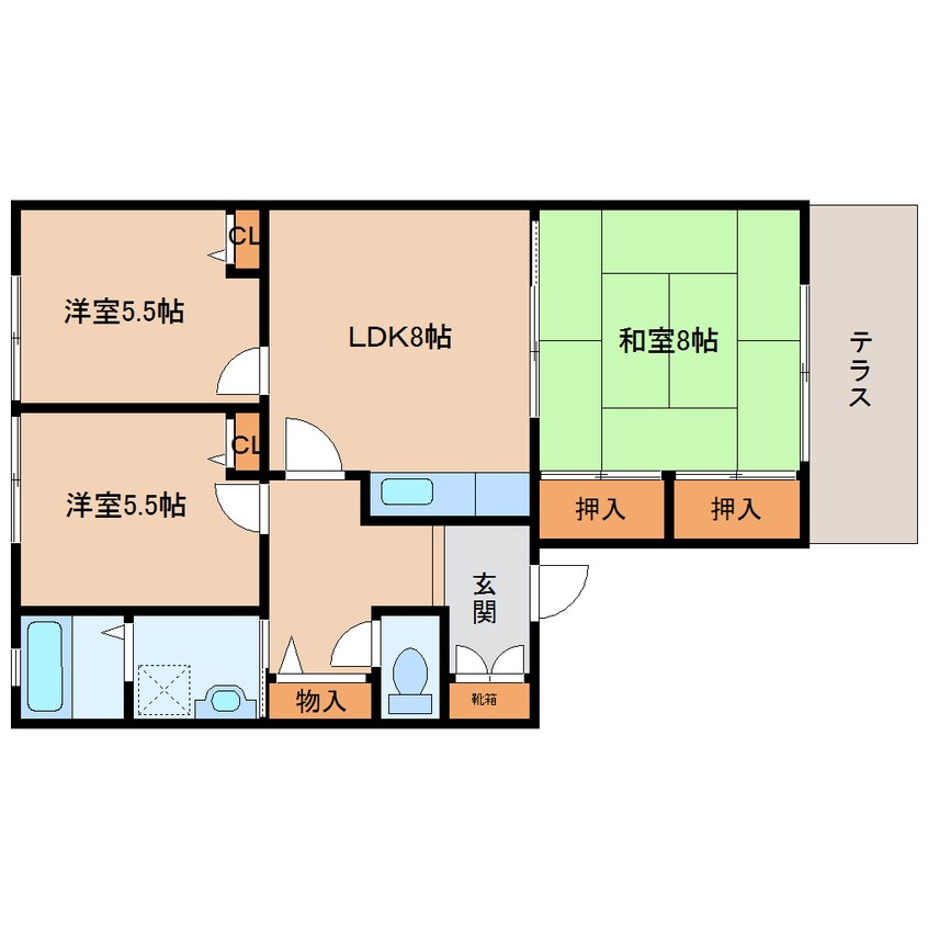 間取図 近鉄御所線/近鉄御所駅 徒歩8分 1階 築24年