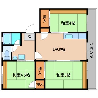 間取図 近鉄南大阪線/尺土駅 徒歩7分 4階 築46年