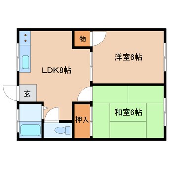 間取図 近鉄南大阪線/高田市駅 徒歩12分 2階 築41年