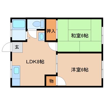 間取図 近鉄南大阪線/高田市駅 徒歩12分 2階 築41年