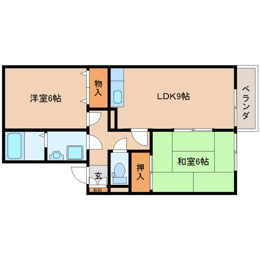 間取図 近鉄大阪線（近畿）/大和高田駅 徒歩13分 2階 築23年