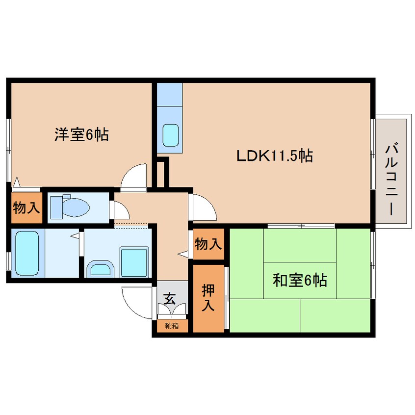 間取図 近鉄御所線/近鉄新庄駅 徒歩6分 1階 築26年