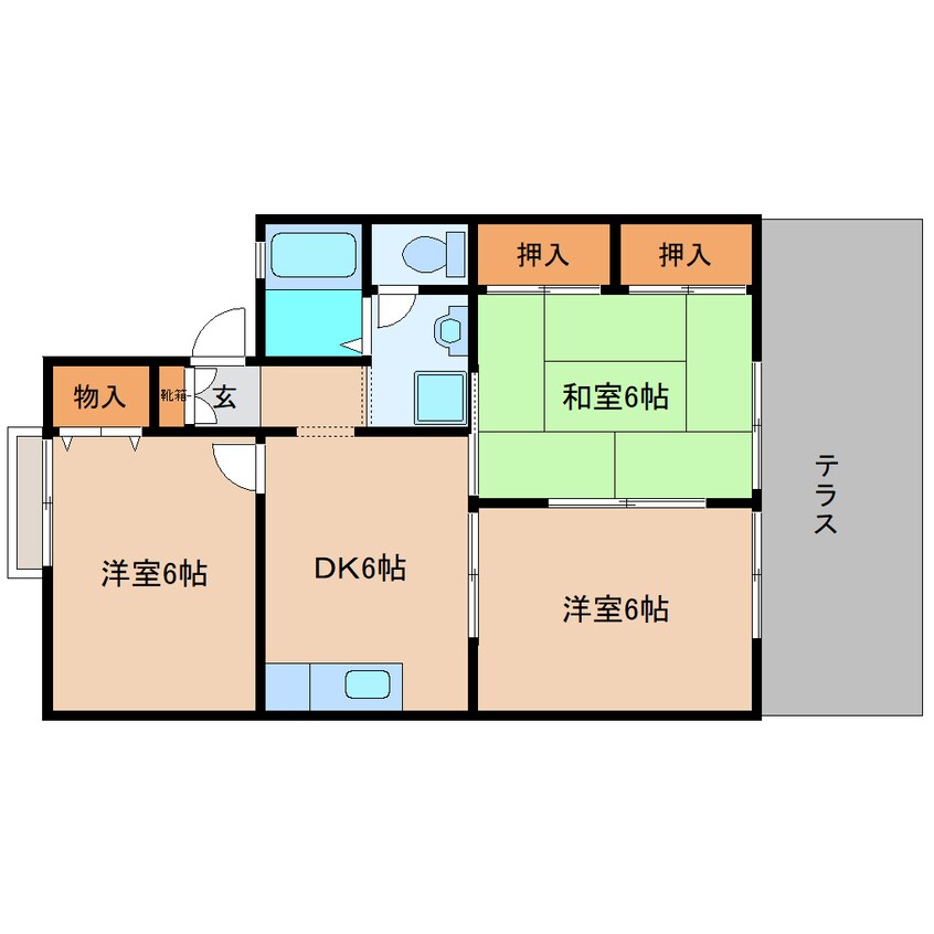 間取図 近鉄御所線/近鉄新庄駅 徒歩10分 1階 築29年