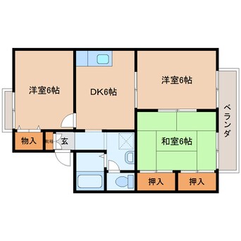 間取図 近鉄御所線/近鉄新庄駅 徒歩10分 1階 築28年