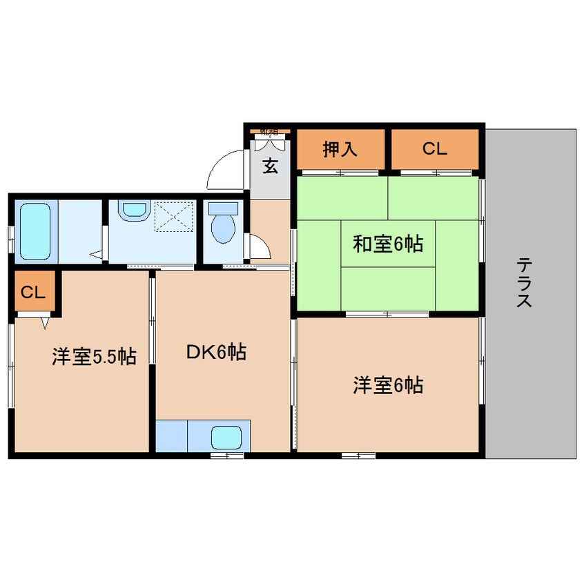 間取図 近鉄南大阪線/尺土駅 徒歩13分 1階 築23年