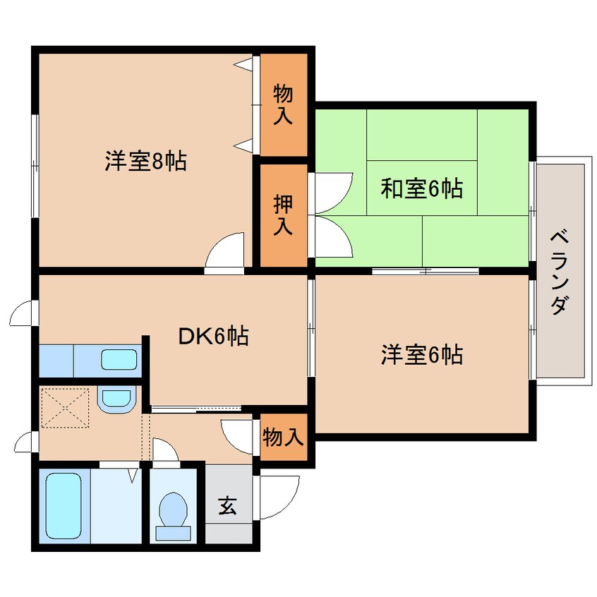 間取図 近鉄御所線/近鉄御所駅 徒歩17分 2階 築24年