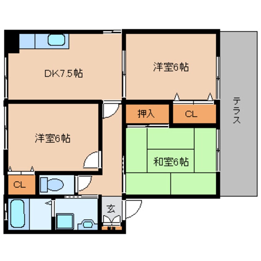 間取図 近鉄南大阪線/高田市駅 徒歩7分 1階 築24年